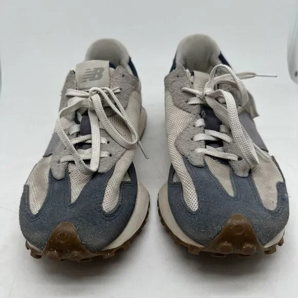 New Balance 327 Navy Blue Beige Suede Retro Low Running Shoes Sneakers Men Sz 10 - Picture 5 of 16